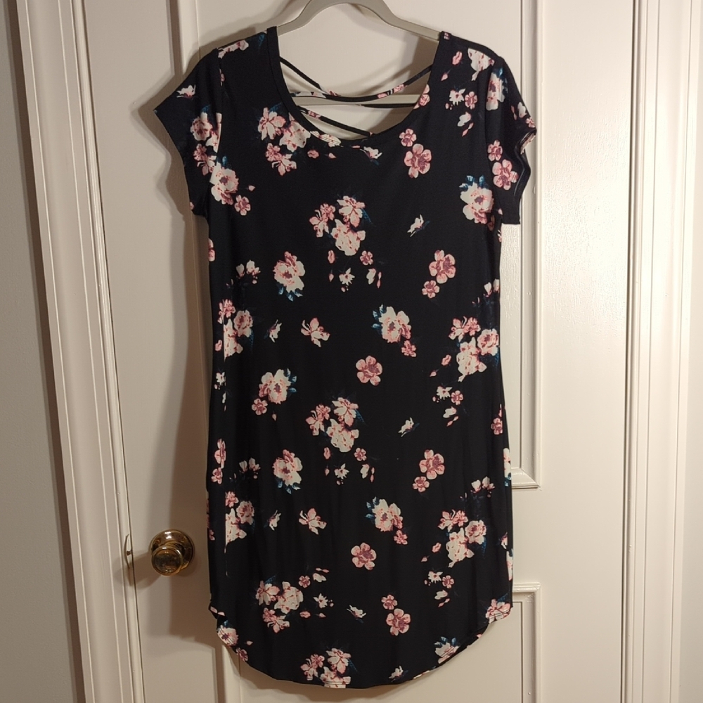 Floral Print Black Dress